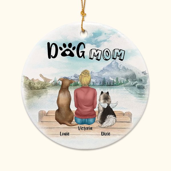 Ciondolo in ceramica rotondo personalizzato per mamma o papà di cane Regalo di Natale e compleanno per gli amanti dei cani