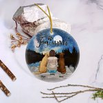Spersonalizowana okrągła ceramiczna ozdoba Fur Mama lub Papa z nocnym gwiaździstym niebem w tle Świąteczny prezent urodzinowy dla miłośnika psów 2