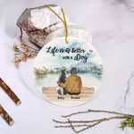 Personalized Life is Better with a Dog Round Ceramic Pendant Ornament Christmas Birthday Gift for Dog Lover