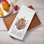 Spersonalizowany bawełniany ręcznik waflowy Retro Birth Flower Bouquet z imieniem i nazwiskiem Motyw ogrodowy Dekoracja kuchenna Rodzinny prezent na parapetówkę dla mamy i babci