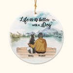 Personalized Life is Better with a Dog Round Ceramic Pendant Ornament Christmas Birthday Gift for Dog Lover