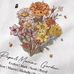 Spersonalizowany bawełniany ręcznik waflowy Retro Birth Flower Bouquet z imieniem i nazwiskiem Motyw ogrodowy Dekoracja kuchenna Rodzinny prezent na parapetówkę dla mamy i babci