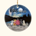 Ornement personnalisé en céramique avec fond de ciel étoilé Cadeau d'anniversaire de Noël pour les amoureux des chiens