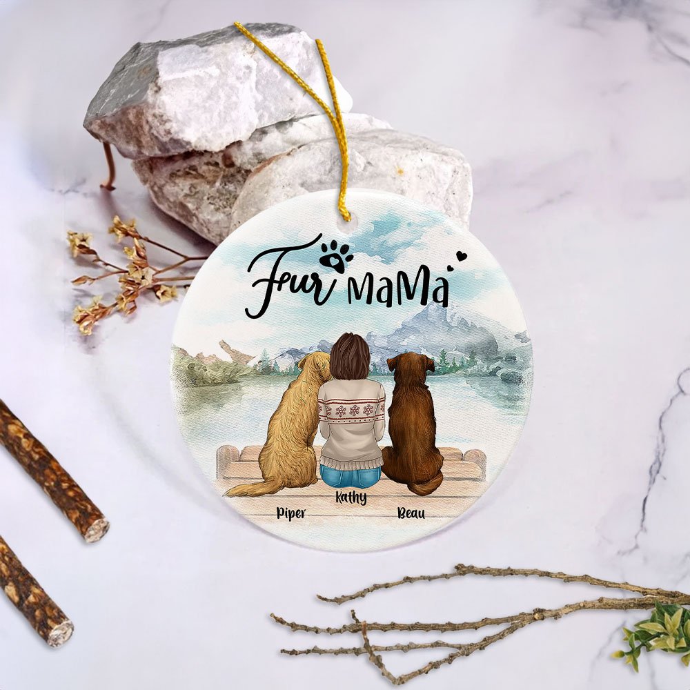 Spersonalizowana okrągła ceramiczna zawieszka Fur Mama lub Papa Prezent urodzinowy dla miłośnika psów 2