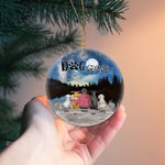 Ornement personnalisé en céramique avec fond de ciel étoilé Cadeau d'anniversaire de Noël pour les amoureux des chiens