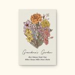 Personalised Birth Flower Bouquet Family Canvas Painting Mother's Day Birthday Gift for Mom Grandma