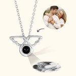Gepersonaliseerde engel vleugels foto projectie ketting verjaardagscadeau voor haar