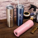Vaso de peluquería personalizado 20oz Skinny Tumbler con pajita Taza de café metálica portátil Regalo de cumpleaños para estilistas amantes de la peluquería