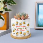 Pot de Fleur Personnalisé avec Texte et 2-15 Noms Bac à Motif Abeilles Cadeau de Thanksgiving d'Anniversaire Fête des Mères pour Famille