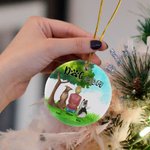 Ornement personnalisé en céramique avec fond en verre vert pour maman ou papa chien Cadeau d'anniversaire de Noël pour les amoureux des chiens