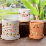 Pot de Fleur Personnalisé avec Texte et 2-15 Noms Bac à Motif Abeilles Cadeau de Thanksgiving d'Anniversaire Fête des Mères pour Famille