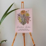 Personalised Birth Flower Bouquet Family Canvas Painting Mother's Day Birthday Gift for Mom Grandma