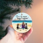 Personalized Once by My Side Forever in My Heart Round Ceramic Ornament with Sea Scenery Background Christmas Birthday Gift for Dog Lover
