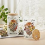 Henkilökohtainen Syntymä Kukkakimppu 20oz nimi lasinen lasipullo olki ja bambu kansi lahja isoäiti äitiä varten
