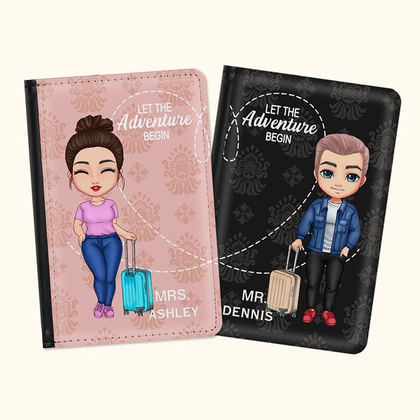 Personalised Multicolour Let The Adventure Begins Passport Cover with Name Birthday Gift for Couple