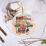 Ornement personnalisé en céramique avec fond de feuille d'érable rouge pour maman ou papa chien Cadeau d'anniversaire pour amoureux des chiens