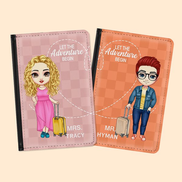 Personalized Let The Adventure Begin Passport Cover Gift for Couple