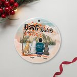 Ornement personnalisé en céramique avec fond de feuille d'érable rouge pour maman ou papa chien Cadeau d'anniversaire pour amoureux des chiens