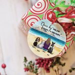 Personalized Once by My Side Forever in My Heart Round Ceramic Ornament with Sea Scenery Background Christmas Birthday Gift for Dog Lover