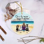 Personalized Once by My Side Forever in My Heart Round Ceramic Ornament with Sea Scenery Background Christmas Birthday Gift for Dog Lover
