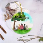 Ornement personnalisé en céramique avec fond en verre vert pour maman ou papa chien Cadeau d'anniversaire de Noël pour les amoureux des chiens