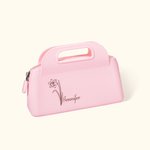 Gepersonaliseerde geboorte bloem waterdicht silicone handtas met rits cosmetische make-up tas verjaardag bruids partij geschenk voor haar