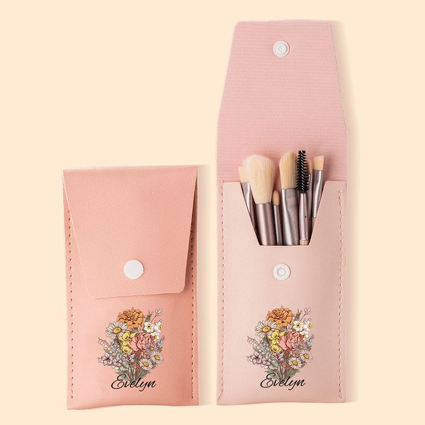 Bouquet di fiori di nascita personalizzato Set di pennelli per il trucco con 8 pezzi di pennelli per il trucco e nome Regalo di compleanno per la fest