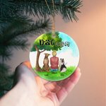 Ornement personnalisé en céramique avec fond en verre vert pour maman ou papa chien Cadeau d'anniversaire de Noël pour les amoureux des chiens