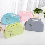 Gepersonaliseerde geboorte bloem waterdicht silicone handtas met rits cosmetische make-up tas verjaardag bruids partij geschenk voor haar