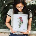 Personalized Family Birth Month Flower Bouquet Frame with 1-12 Names Mother's Day Birthday Gift for Mother Grandma