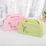 Gepersonaliseerde geboorte bloem waterdicht silicone handtas met rits cosmetische make-up tas verjaardag bruids partij geschenk voor haar