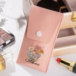 Ramo de flores de nacimiento personalizado Set de bolsa de brochas de maquillaje con 8 brochas de maquillaje y nombre Regalo de cumpleaños Día de la m