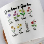 Gepersonaliseerde geboorte bloem plant keramische pot plantenbak en bamboe basis met 1-8 namen Moederdag cadeau voor oma moeder