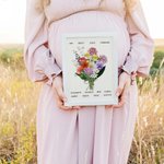 Personalized Family Birth Month Flower Bouquet Frame with 1-12 Names Mother's Day Birthday Gift for Mother Grandma