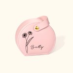 Personalized Portable Birth Flower Hand-held Jewellery Case Storage Box with Name Birthday Bridesmaid Gift for Her 1