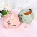 Personalized Portable Birth Flower Hand-held Jewellery Case Storage Box with Name Birthday Bridesmaid Gift for Her 3