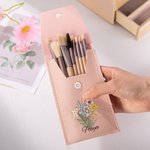 Ramo de flores de nacimiento personalizado Set de bolsa de brochas de maquillaje con 8 brochas de maquillaje y nombre Regalo de cumpleaños Día de la m