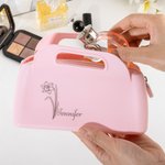 Gepersonaliseerde geboorte bloem waterdicht silicone handtas met rits cosmetische make-up tas verjaardag bruids partij geschenk voor haar