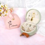 Personalized Portable Birth Flower Hand-held Jewellery Case Storage Box with Name Birthday Bridesmaid Gift for Her 2