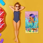 Henkilökohtainen Ocean Mermaid pehmeä imukykyinen pyyhe kasvojen pesulappu, jossa on nimi Beach Daily Accessory lahja tytölle