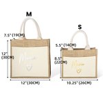 Sac en Jute Personnalisé avec Nom Sac à Main de Grande Capacité Accessoire de Voyage Fête des Mères Cadeau pour Femme