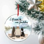 Personalized Life is Better with Fur Baby Round Acrylic Hanging Ornament Christmas Birthday Gift for Dog Lover