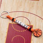 Porte-clés en Perles Personnalisé avec Nom Breloque de Balle Ballon Cadeau Anniversaire Retour à l'École pour Amateur du Sport Entraîneur Équipe