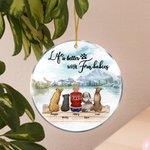 Personalized Life is Better with Fur Baby Round Acrylic Hanging Ornament Christmas Birthday Gift for Dog Lover