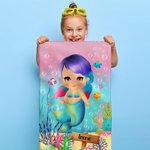 Henkilökohtainen Ocean Mermaid pehmeä imukykyinen pyyhe kasvojen pesulappu, jossa on nimi Beach Daily Accessory lahja tytölle