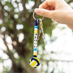 Porte-clés en Perles Personnalisé avec Nom Breloque de Balle Ballon Cadeau Anniversaire Retour à l'École pour Amateur du Sport Entraîneur Équipe