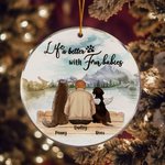 Personalized Life is Better with Fur Baby Round Acrylic Hanging Ornament Christmas Birthday Gift for Dog Lover