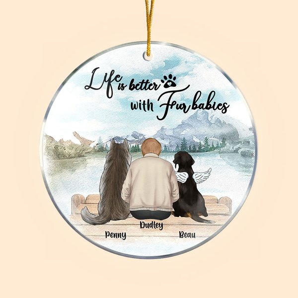 Personalized Life is Better with Fur Baby Round Acrylic Hanging Ornament Christmas Birthday Gift for Dog Lover