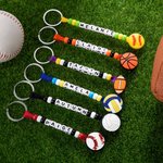 Porte-clés en Perles Personnalisé avec Nom Breloque de Balle Ballon Cadeau Anniversaire Retour à l'École pour Amateur du Sport Entraîneur Équipe