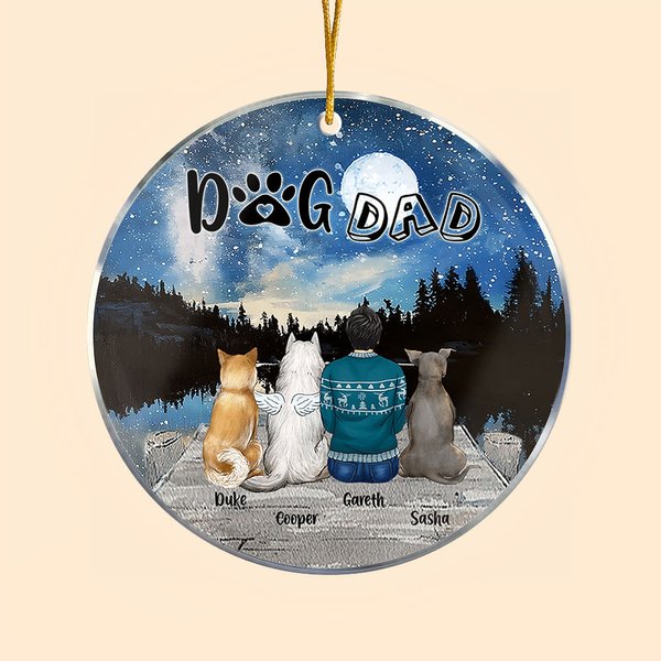Ornement suspendu rond en acrylique avec fond de ciel étoilé Cadeau d'anniversaire de Noël pour les amoureux des chiens